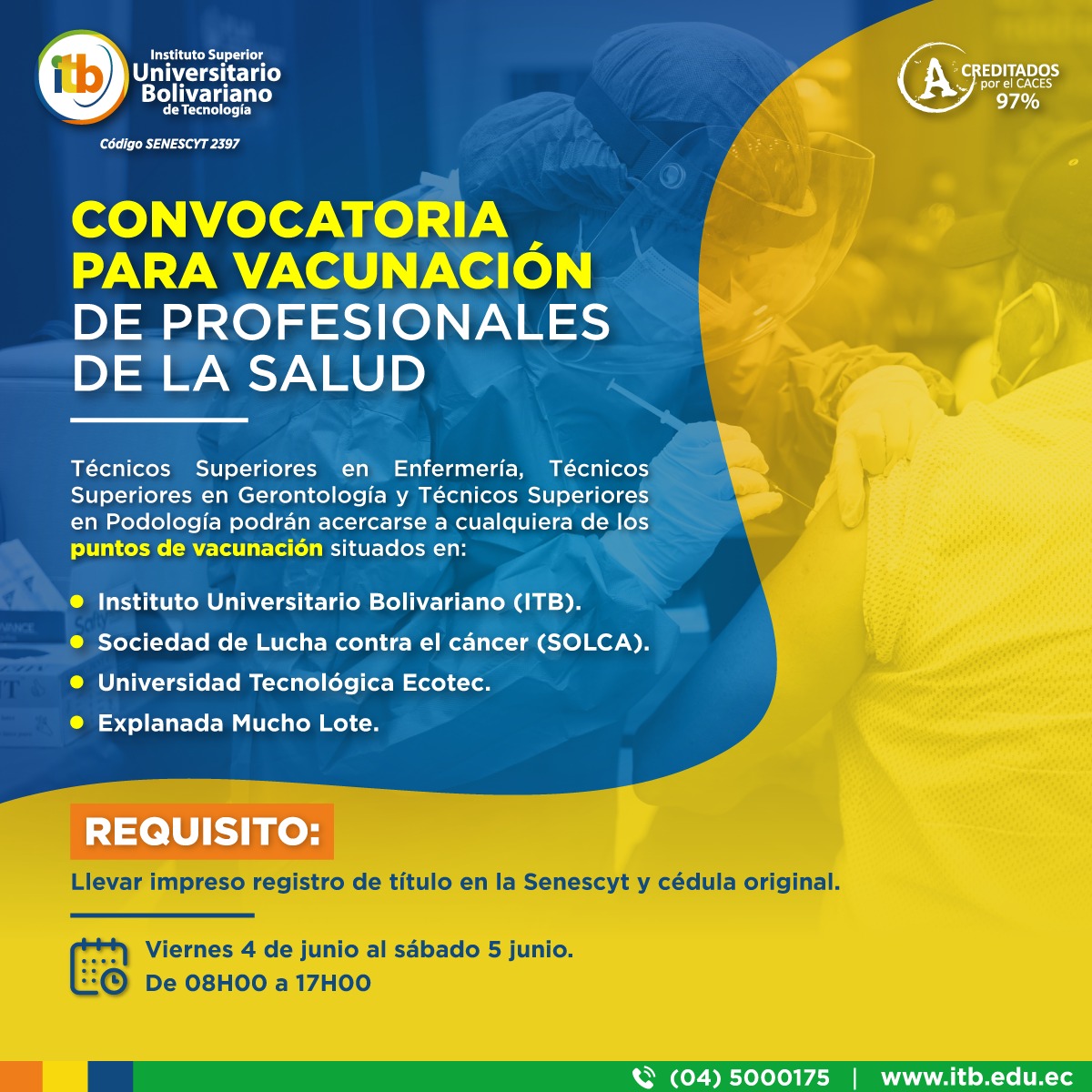 CONVOCATORIA PARA VACUNACIÓN