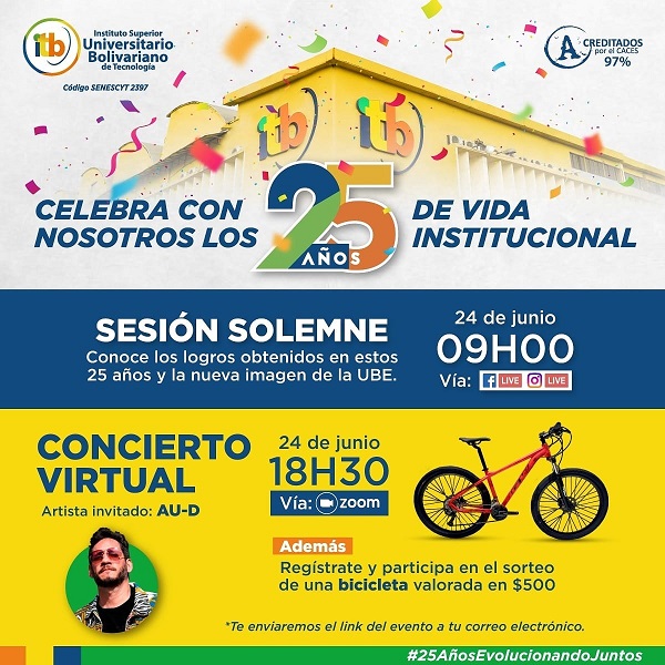 Celebra junto a nosotros el aniversario #25 del ITB. Fecha: jueves 24 de junio