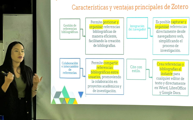 Autoridades, docentes y estudiantes del ITB aprenden a usar el gestor bibliográfico Zotero. 
