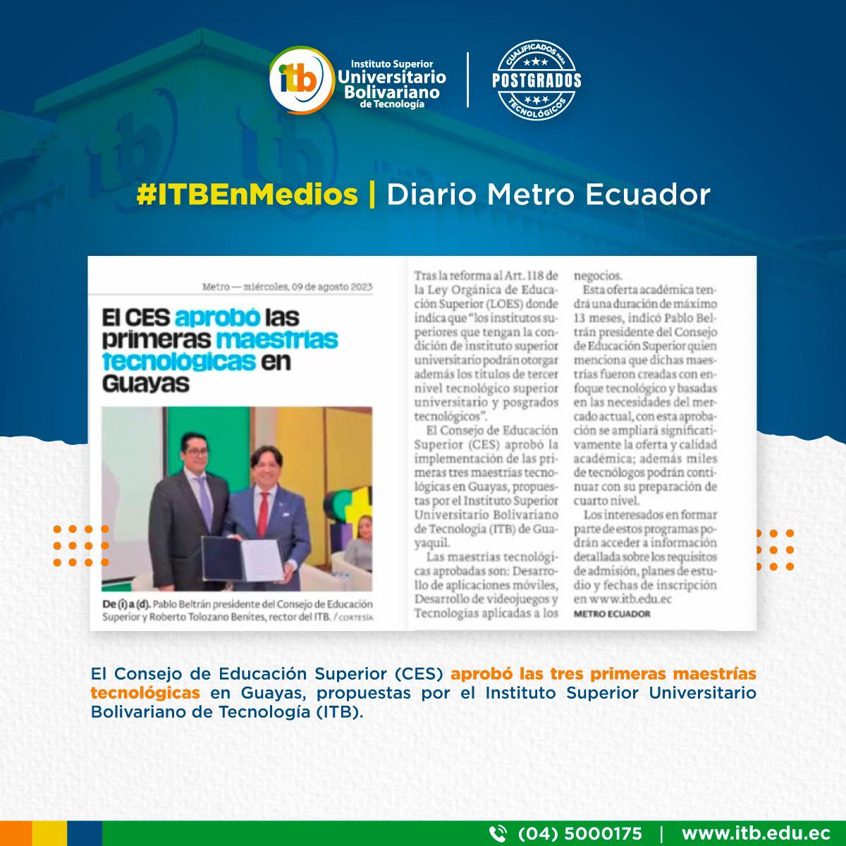 Compartimos con la comunidad bolivariana la nota periodística que realizó el Diario Metro Ecuador