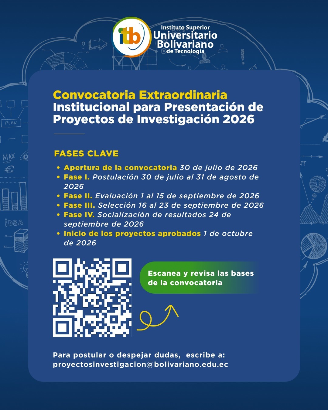 CONVOCATORIA EXTRAORDINARIA INSTITUCIONAL PARA PRESENTACIÓN DE PROYECTOS DE INVESTIGACIÓN 
